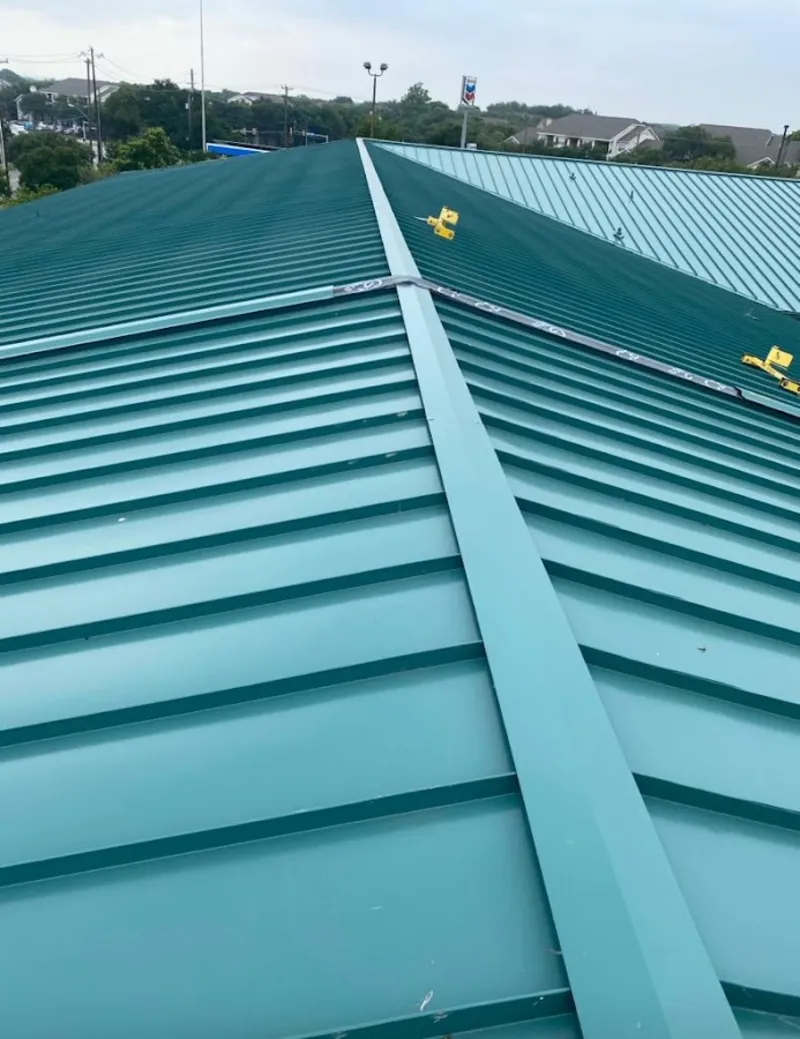 Green commercial metal roof ridge and valley for Metal Roof Repair in Vandalia